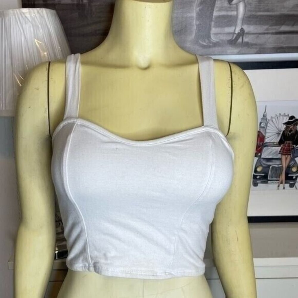 Bozzolo White Crop Top Caged Back Size S